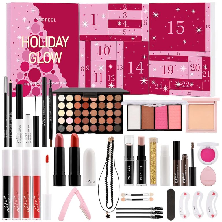 Ponhey Makeup Advent Calendar 2024 For Woman Girls Teens, Makeup Gift Set Full Kit, All in One Makeup Kit, Makeup Sets Include 40 Color Eyeshadow Palette Eyeliner Lipstick Cosmetic Brush