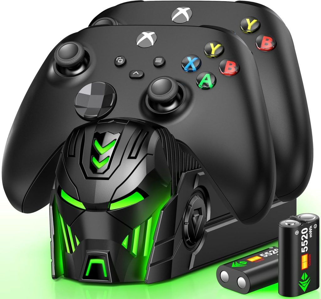 Xbox Controller Charger Station with 2x5520mWh Rechargeable Battery for Xbox One/Xbox Series X/S Controller,Charging Dock for Xbox One Controller Battery Pack with 4 Covers-Xbox Accessories Xbox Controller Charger Station with 2x5520mWh Rechargeable Battery for Xbox One/Xbox Series X/S Controller,Charging Dock for Xbox One Controller Battery Pack with 4 Covers-Xbox Accessories
