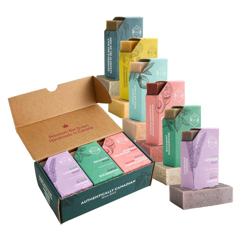 Handmade in Canada, Plant Based Cold Process Natural Bar Soap, With Premium Essential Oils, Dry Skin, Pack of 6 (Most Popular)