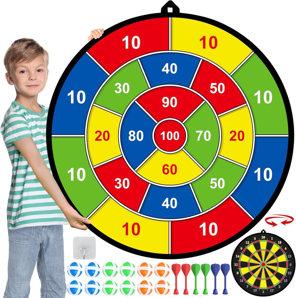 Large Dart Board for Kids, Kids Double-Sided Dart Board with Sticky Balls and Darts, Indoor/Outdoor Sport Fun Party Play Game Toys, Gifts for 3 4 5 6 7 8 9 10 11 12 Year Old Boys Girls Large Dart Board for Kids, Kids Double-Sided Dart Board with Sticky Balls and Darts, Indoor/Outdoor Sport Fun Party Play Game Toys, Gifts for 3 4 5 6 7 8 9 10 11 12 Year Old Boys Girls