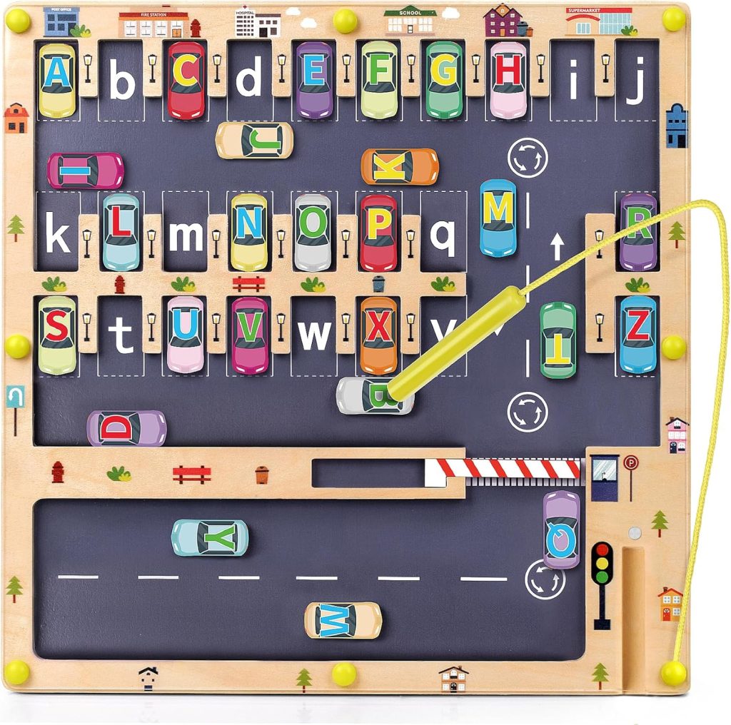 Wooden Magnetic Alphabet Maze Letter Puzzle, Montessori Fine Motor Skills Toys for Boys Girls 3 4 5 Years Old, ABC Learning Toys for Kids Age 3+, Christmas, Birthday Present Wooden Magnetic Alphabet Maze Letter Puzzle, Montessori Fine Motor Skills Toys for Boys Girls 3 4 5 Years Old, ABC Learning Toys for Kids Age 3+, Christmas, Birthday Present