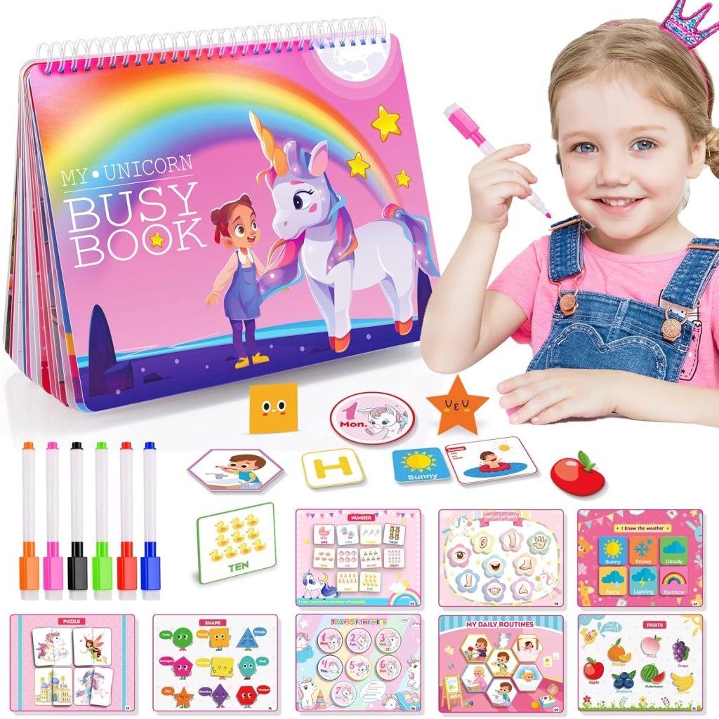 MDINGTD Kids Toys Montessori Toys for Toddlers, Unicorns Gifts for Girls Age 3-5 30 Themes Busy Book for Kids Preschool Educational Learning Toys for 3-5 Year Olds Girls Preschool Learning Activities MDINGTD Kids Toys Montessori Toys for Toddlers, Unicorns Gifts for Girls Age 3-5 30 Themes Busy Book for Kids Preschool Educational Learning Toys for 3-5 Year Olds Girls Preschool Learning Activities