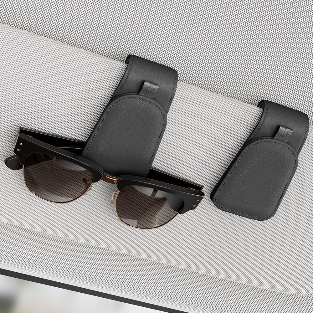 Sotfamily Sunglass Holder for Car, Suede Cloth Magnetic Sunglasses Clip for Car Visor, Sunglass Organizer for Car Accessories, 2 Packs, Black Sotfamily Sunglass Holder for Car, Suede Cloth Magnetic Sunglasses Clip for Car Visor, Sunglass Organizer for Car Accessories, 2 Packs, Black