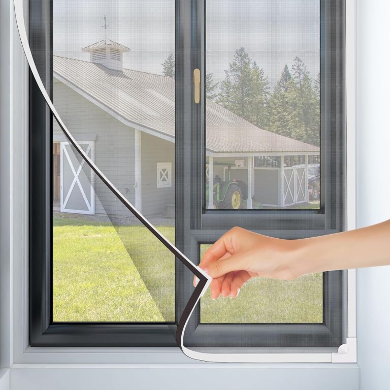 Magnetic Window Screen-DIY Adjustable Window Screen Anti Mosquito Screen Mesh for House Window Fiberglass Screen Mesh White Frames Gray Net Self Adhesive Easy Installation (47”x71”(120 * 180cm))