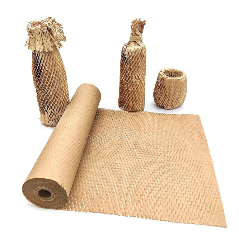 Honeycomb Packing Paper, 15″ x 131′ Packing Paper Substitute Alternative for Bubble Cushioning Wrap for Moving Shipping Packaging, Recyclable Moving Supplies Bubble Packing Wrap Protective Roll