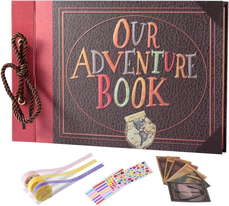 Vintage Our Adventure Book – 11.6″x7.6″ 80 Pages Up DIY Scrapbook,Hardcover Journal Gifts Photo Album for Friends, Couples Anniversary, Wedding, Travelling (R11 Letters)