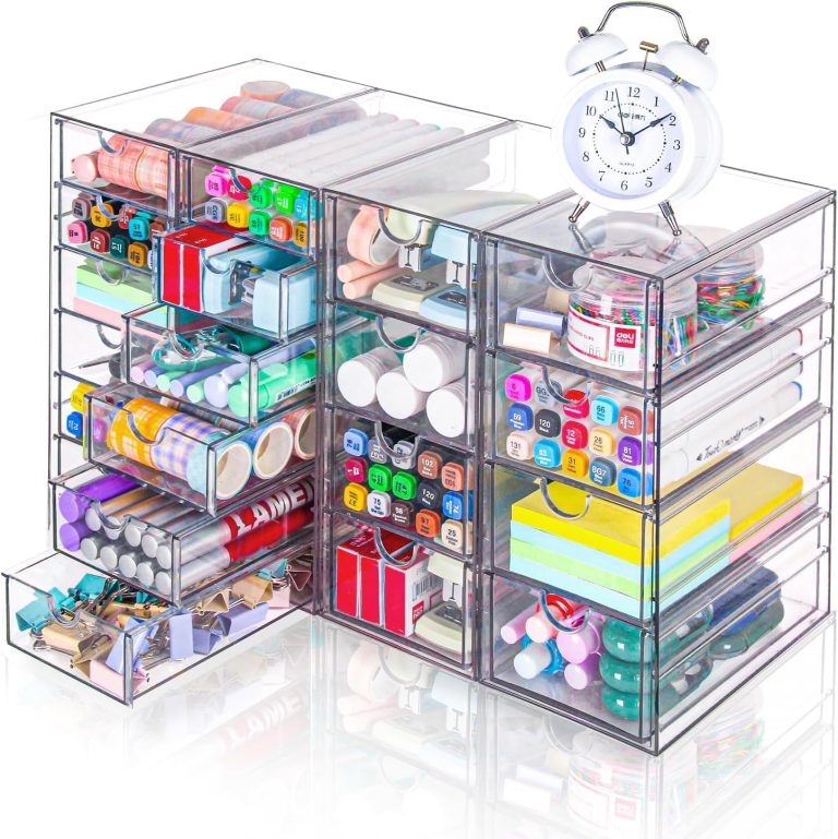 Acrylic Organizer with Drawers | 20 Drawers 4 Sets | Desk Organizer and Storage, Clear Makeup Organizer, For Office/Art Supply/Craft Storage and Organization
