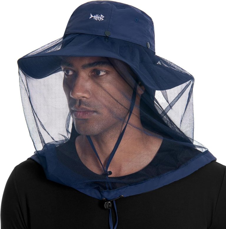 BASSDASH UPF 50+ Mosquito Sun Hat with Hidden Head Net and Neck Flap for Men Women Outdoor Fishing Hiking Camping