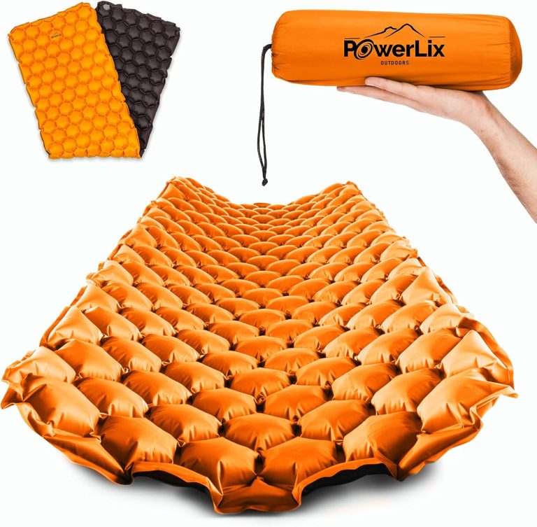 POWERLIX Ultralight Inflatable Camping Sleeping Pad – Camping Mattress for Backpacking, Hiking, Compact Lightweight Sleeping Mat for Camping, Inflation Bag/Repair Kit Included