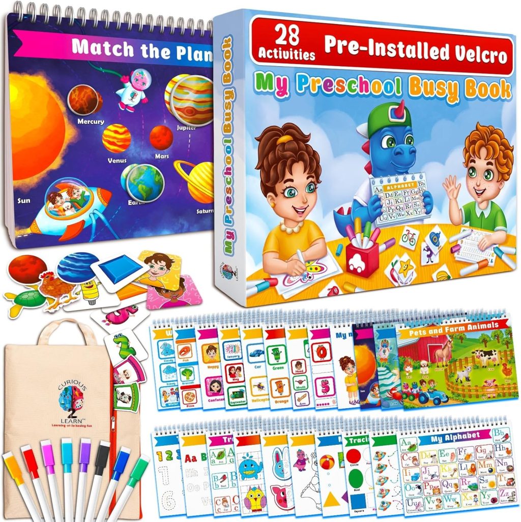 Curious 2 Learn Montessori pre-Assembled Busy Book for Toddlers Ages 3 and Up, Pre K Preschool Learning Activities Book – Autism Sensory Learning & Education Toys Kindergarten Workbook (Blue) Curious 2 Learn Montessori pre-Assembled Busy Book for Toddlers Ages 3 and Up, Pre K Preschool Learning Activities Book – Autism Sensory Learning & Education Toys Kindergarten Workbook (Blue)
