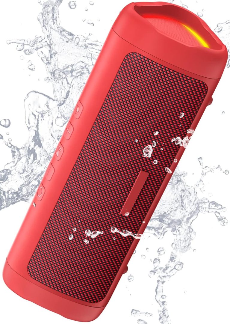 Bluetooth Speaker, IPX5 Waterproof Speaker with HD Sound, Up to 20H Playtime, TWS Pairing, BT5.3, Portable Wireless Speakers for Home/Party/Outdoor/Beach, Electronic Gadgets, Birthday Gift (Red)