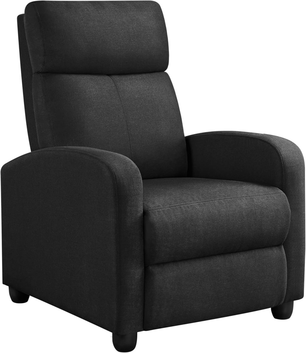 Yaheetech Fabric Recliner Chair Sofa Ergonomic Adjustable Single Sofa with Thicker Seat Cushion Modern Home Theater Seating for Living Room Matte Black Yaheetech Fabric Recliner Chair Sofa Ergonomic Adjustable Single Sofa with Thicker Seat Cushion Modern Home Theater Seating for Living Room Matte Black