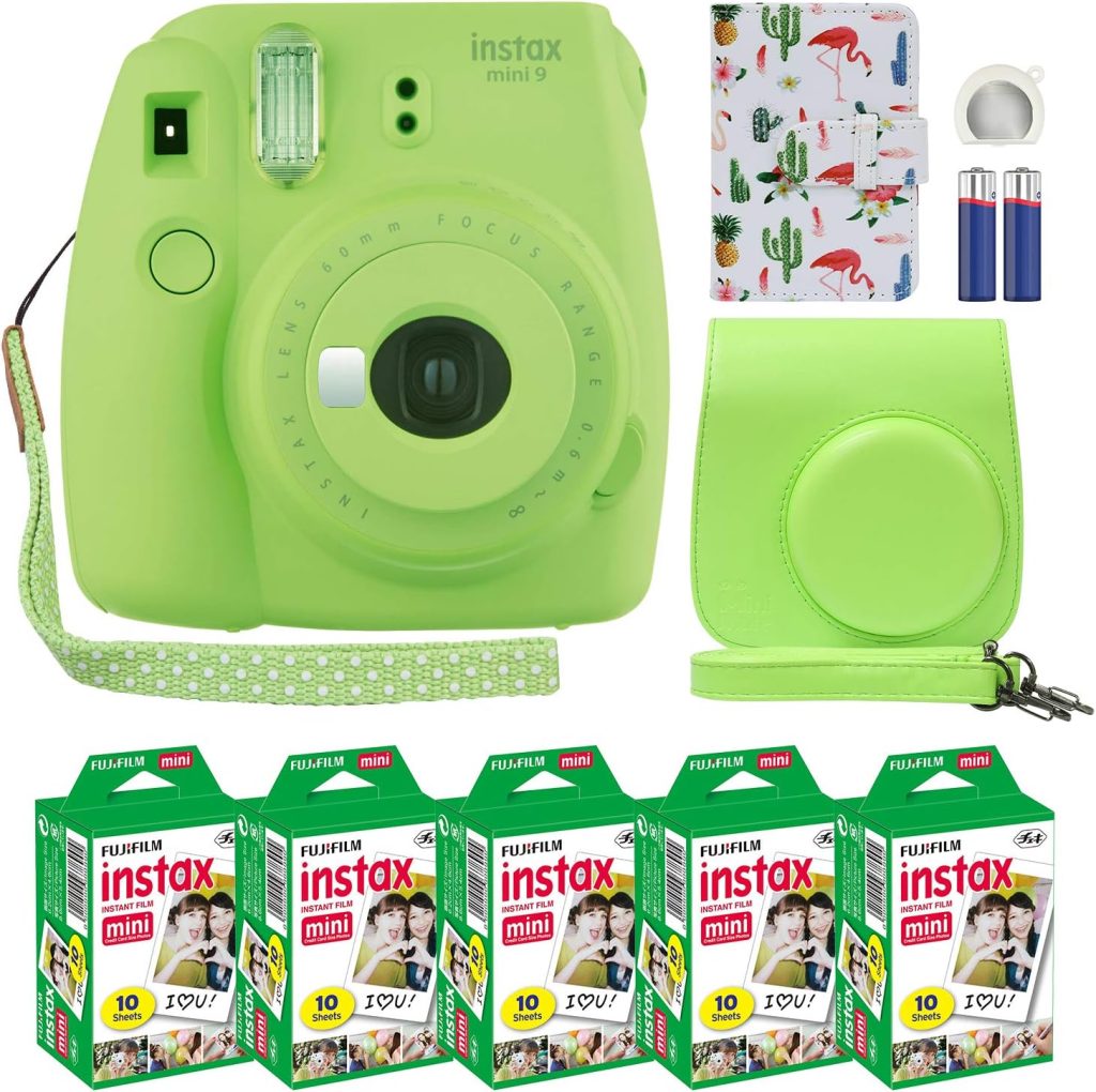 Fuji Instax Mini 9 Instant Camera Lime Green with Custom Case + Film Value Pack (50 Sheets) Flamingo Designer Photo Album for Fuji instax Mini 9 Photos Fuji Instax Mini 9 Instant Camera Lime Green with Custom Case + Film Value Pack (50 Sheets) Flamingo Designer Photo Album for Fuji instax Mini 9 Photos