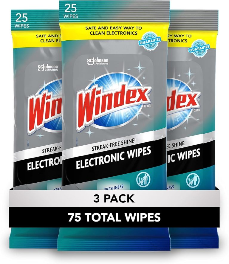 Windex Electronic Cleaning Wipes, Pre-Moistened Screen Wipes for TVs, Phones, and Other Electronics, Resalable for a Freshness Lock, 25 Count (Pack of 3)