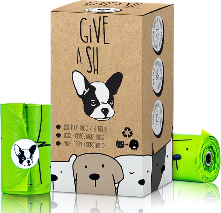100% Certified Home Compostable Dog Poop Bags – 10% to Charity – ASTM D6400 & EN 13432 Compliant Dog Waste Bags – 120 Bags – 8 x Rolls of Plant Based Compostable Poop Bags – Thick Doggie Poop Bags