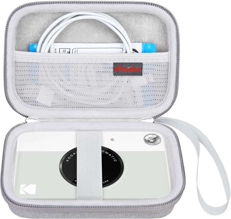 Elonbo Camera Carrying Case for KODAK Printomatic Digital Instant Print Camera, Portable Bluetooth Photo Printer Storage Holder Bag, ​Mesh Bag Fits Zink Photo Paper,MicroSD Card,USB Cable, Grey