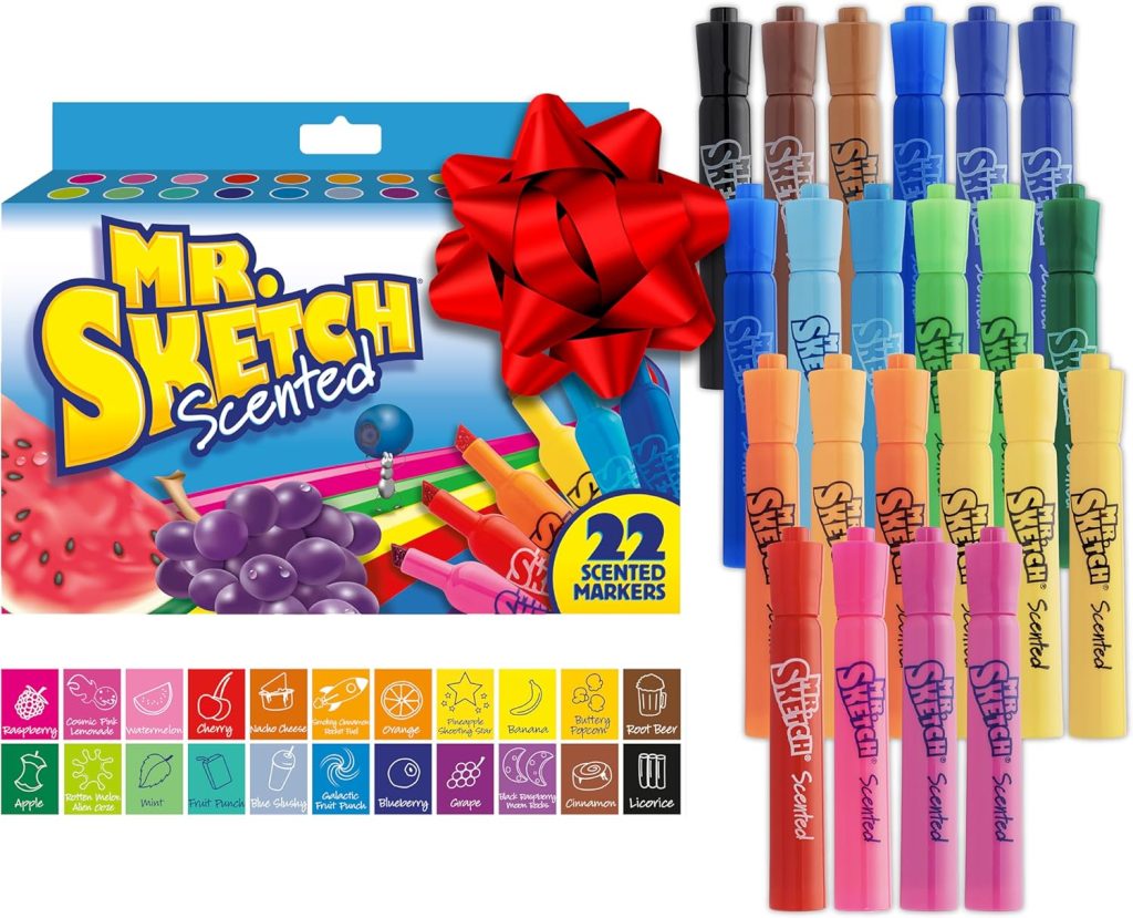 Mr. Sketch Scented Markers, Stocking Stuffers for Kids, Chisel Tip Marker, Assorted Colors, 22 Count Mr. Sketch Scented Markers, Stocking Stuffers for Kids, Chisel Tip Marker, Assorted Colors, 22 Count