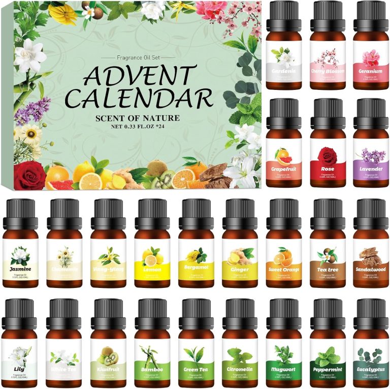 Fragrance Oil Advent Calendar 2024 for Women Men Essential Oils for Diffusers Christmas Countdown Calendar