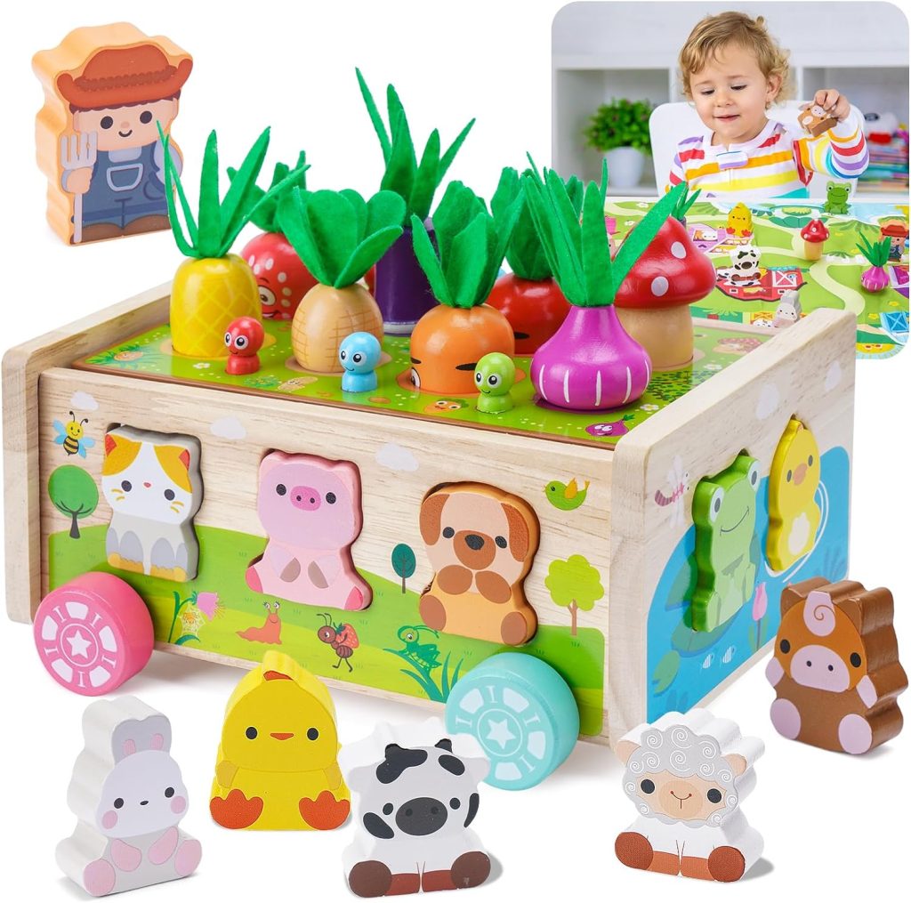 Toddler Montessori Wooden Farm Toys | Babies 12-18 Months Toy with Game Map for 1 2 3 Year Old Boys Girls | 1st First Birthday Gifts for 1-2 Years | Wood Learning Educational Toys Fine Motor Skills Toddler Montessori Wooden Farm Toys | Babies 12-18 Months Toy with Game Map for 1 2 3 Year Old Boys Girls | 1st First Birthday Gifts for 1-2 Years | Wood Learning Educational Toys Fine Motor Skills