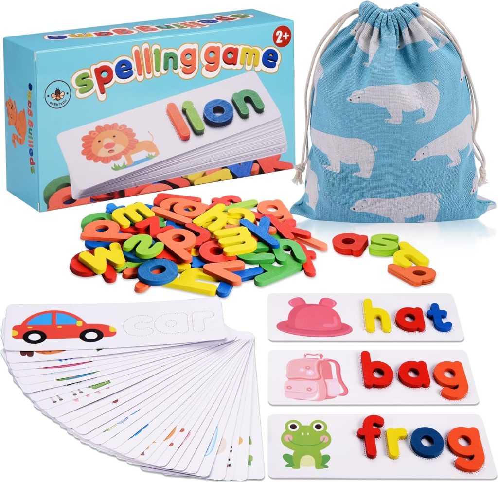 BEESTECH Spelling Matching Letter Games, Educational Learning Toys for Toddlers 2, 3, 4 Years Old, Preschool Learning Toys Activities, Alphabet Montessori Toys for 2,3,4 Year Old Boys, Girls BEESTECH Spelling Matching Letter Games, Educational Learning Toys for Toddlers 2, 3, 4 Years Old, Preschool Learning Toys Activities, Alphabet Montessori Toys for 2,3,4 Year Old Boys, Girls