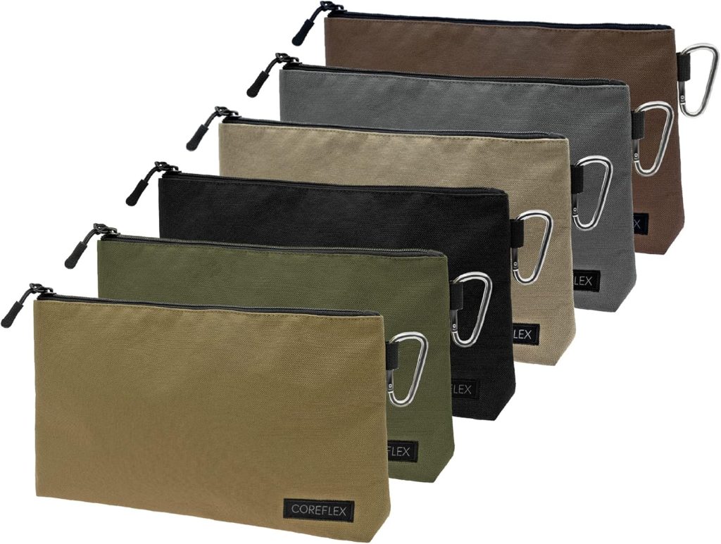 COREFLEX Premium Tool Pouch Zipper Bag, Small Tool Bag, Multipurpose Storage pouch, Heavy duty Flat Bottom Tool bag with YKK Zipper (6 pack Large 12inch) COREFLEX Premium Tool Pouch Zipper Bag, Small Tool Bag, Multipurpose Storage pouch, Heavy duty Flat Bottom Tool bag with YKK Zipper (6 pack Large 12inch)