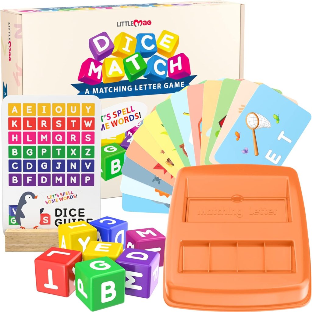 Matching Letter Game for Kids – Sight Read, Word Matching, Alphabet Letters – Fun and Educational Learning Toys for Toddler, Preschool, Kindergarten – Reading and Spelling Games for Kids Ages 4-8