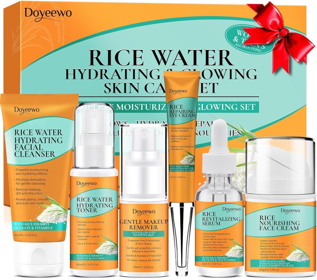 Women Wife Christmas Gift Ideas,Skin Care Set for Hydrating,Glowing,Anti-Aging Repairing,Rice Facial Skin Care Routine Kit for Women Teen,Skin Care Kit Skincare Gift Set,Womens Gifts for Christmas Women Wife Christmas Gift Ideas,Skin Care Set for Hydrating,Glowing,Anti-Aging Repairing,Rice Facial Skin Care Routine Kit for Women Teen,Skin Care Kit Skincare Gift Set,Womens Gifts for Christmas