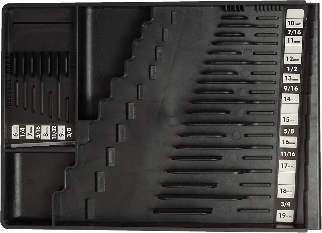 WRENCH ORGANIZER (BLACK) | Space Saving 28-Tool Tray | Fits in Most Tool Box Drawers | Professional Quality Tool Organizer | Made in USA WRENCH ORGANIZER (BLACK) | Space Saving 28-Tool Tray | Fits in Most Tool Box Drawers | Professional Quality Tool Organizer | Made in USA