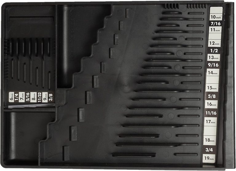 WRENCH ORGANIZER (BLACK) | Space Saving 28-Tool Tray | Fits in Most Tool Box Drawers | Professional Quality Tool Organizer | Made in USA