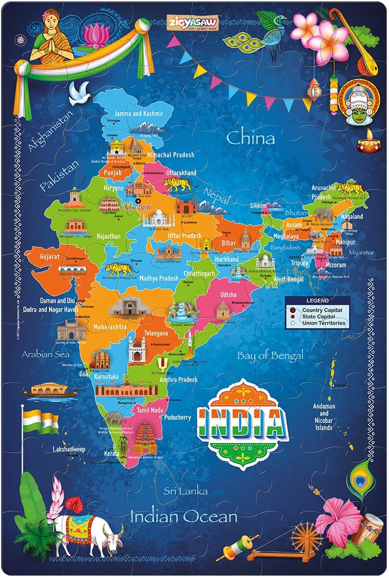 India Map Jigsaw Puzzle, Floor Puzzles for Kids Ages 3-5, 4-8-10, Geography Games Kids Puzzle, Large Floor 54 Pieces Jigsaw Puzzles for Kids 24″ x 36″, Gifts for 4-10 Year Old Boys and Girls India Map Jigsaw Puzzle, Floor Puzzles for Kids Ages 3-5, 4-8-10, Geography Games Kids Puzzle, Large Floor 54 Pieces Jigsaw Puzzles for Kids 24″ x 36″, Gifts for 4-10 Year Old Boys and Girls