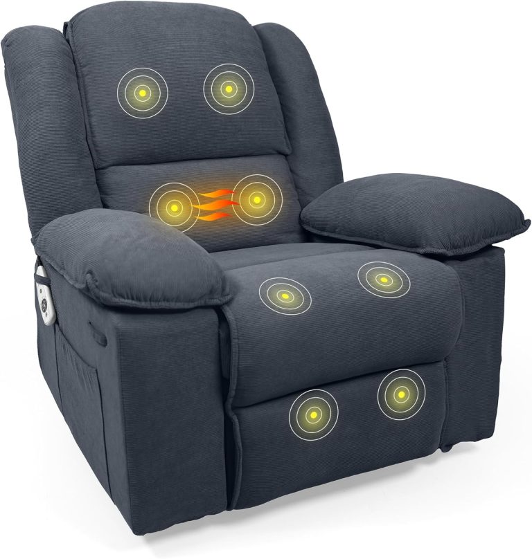 FLEXISPOT XRC2 Swivel Rocker Recliner Chair for Adults – Massage Reclining Chair w/Heat & Vibration, 270° Swivel Manual Rocking Chair Single Sofa for Living Room Bedroom(Grey)