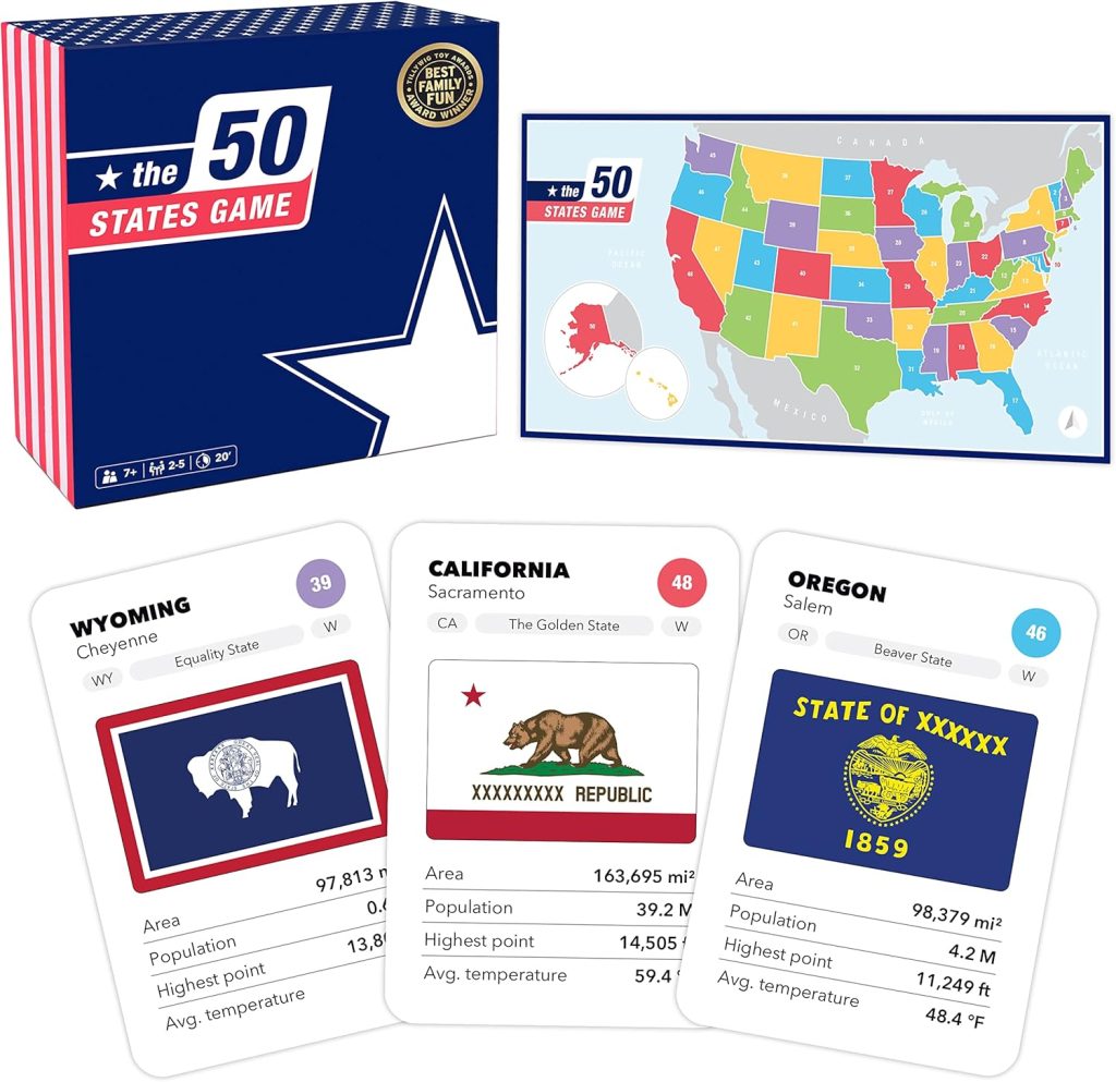 The 50 States Game – US Geography Board Game – Educational Game for Kids & Adults – Fun Learning for Teenage Boys & Girls The 50 States Game – US Geography Board Game – Educational Game for Kids & Adults – Fun Learning for Teenage Boys & Girls