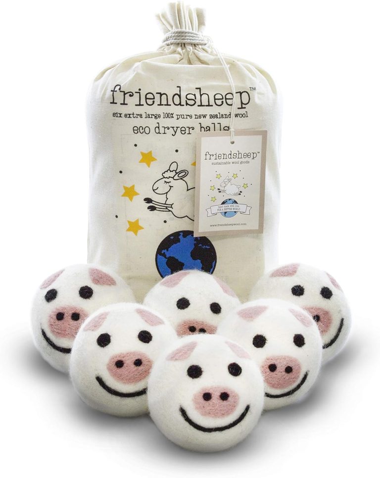Friendsheep Wool Dryer Balls 6 Pack XL Organic Premium Reusable Cruelty Free Handmade Fair Trade No Lint Fabric Softener Pig – Piggy Band