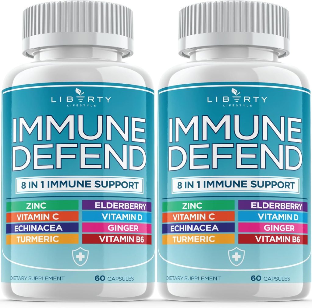 8 in 1 Immune Defense Support, Immunity Vitamins Supplement Booster with Zinc 50mg, Vitamin C Elderberry Vit D3 5000 IU, Turmeric Curcumin & Ginger, Echinacea – Allergy Relief for Kids Adults (2 Pack) 8 in 1 Immune Defense Support, Immunity Vitamins Supplement Booster with Zinc 50mg, Vitamin C Elderberry Vit D3 5000 IU, Turmeric Curcumin & Ginger, Echinacea – Allergy Relief for Kids Adults (2 Pack)