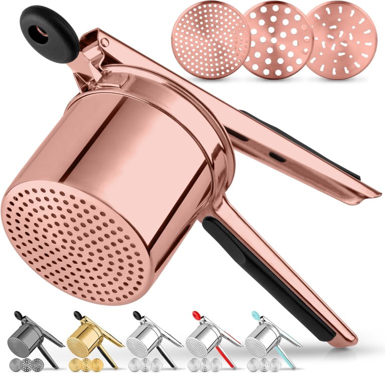 Zulay Kitchen Premium Large 15oz Potato Ricer, Heavy Duty Professional Stainless Steel Potato Masher and Ricer Kitchen Tool, Press and Mash Kitchen Gadget – Rose Gold