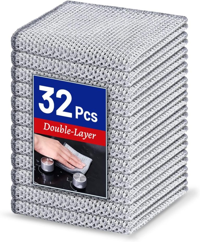 32 pcs Wire Dishwashing Rag for Wet and Dry, No Scratches and No Odor, Reusable and Washable for Cookware, Sinks, Dishes, Stove Tops, 7.87″ x 7.87″