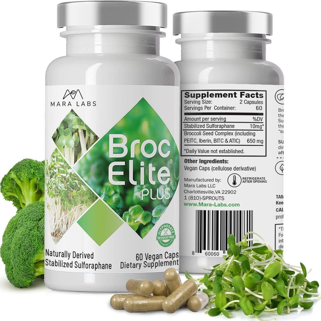 Mara Labs Broc Elite Plus | Broccoli Supplement w/Stabilized Sulforaphane Extract | Zero Glyphosate Residue | 60 Vegetable Capsules Mara Labs Broc Elite Plus | Broccoli Supplement w/Stabilized Sulforaphane Extract | Zero Glyphosate Residue | 60 Vegetable Capsules