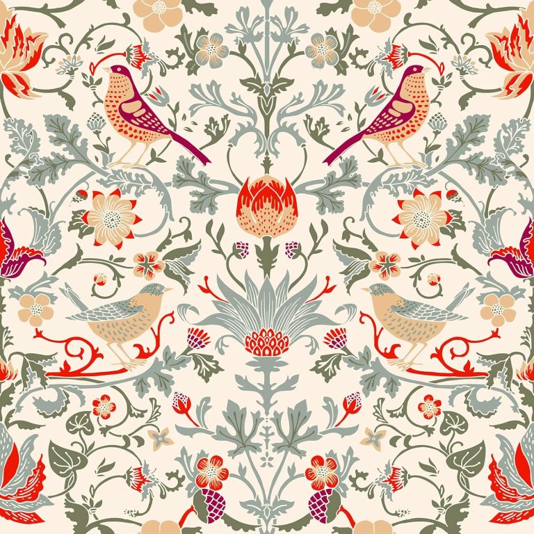 17.5in×23ft Vintage William Morris Wallpaper Peel and Stick Boho Birds Floral Contact Paper for Walls Cabinets Bathroom Laundry Room Wall Decal Peel & Stick Green Botanical Leaf Flowers