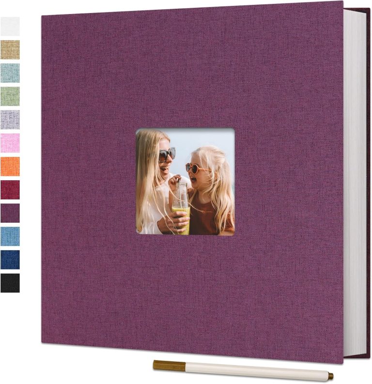 Vienrose Large Photo Album Self Adhesive for 4×6 8×10 Pictures Linen Scrapbook Album DIY 40 Blank Pages with A Metallic Pen