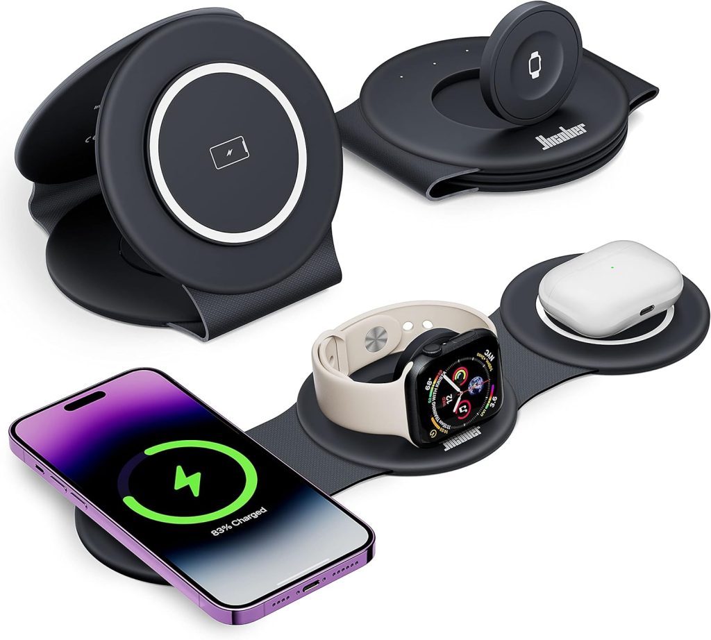 3 in 1 Charging Station for Apple Multiple Devices, Foldable Travel Wireless Charger 18W for iPhone 16 15 14 13 Pro Max Plus &Apple Watch Series/Airpods 3 in 1 Charging Station for Apple Multiple Devices, Foldable Travel Wireless Charger 18W for iPhone 16 15 14 13 Pro Max Plus &Apple Watch Series/Airpods
