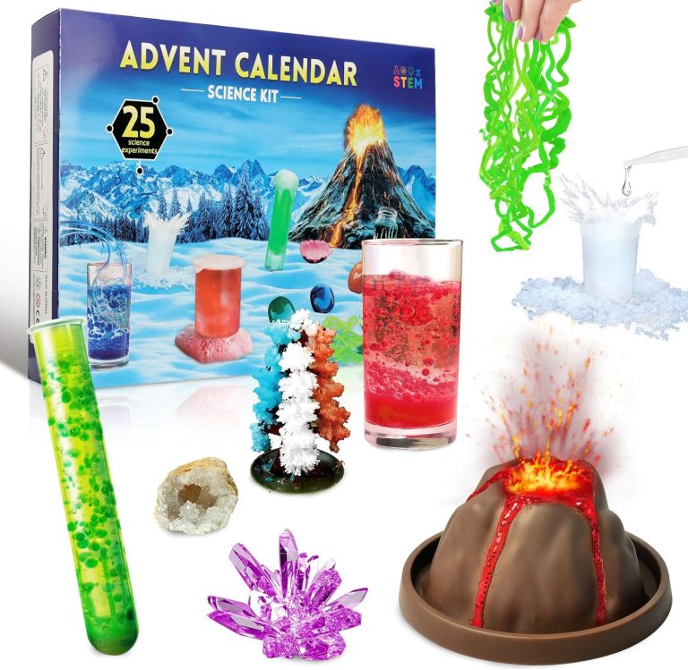 Advent Calendar 2024 Science Kit for Kids Boys Girls, Science Advent Calendar with 25 Days Science Experiments, Gemstones, Education Toy STEM Projects for Kids Ages 8-12