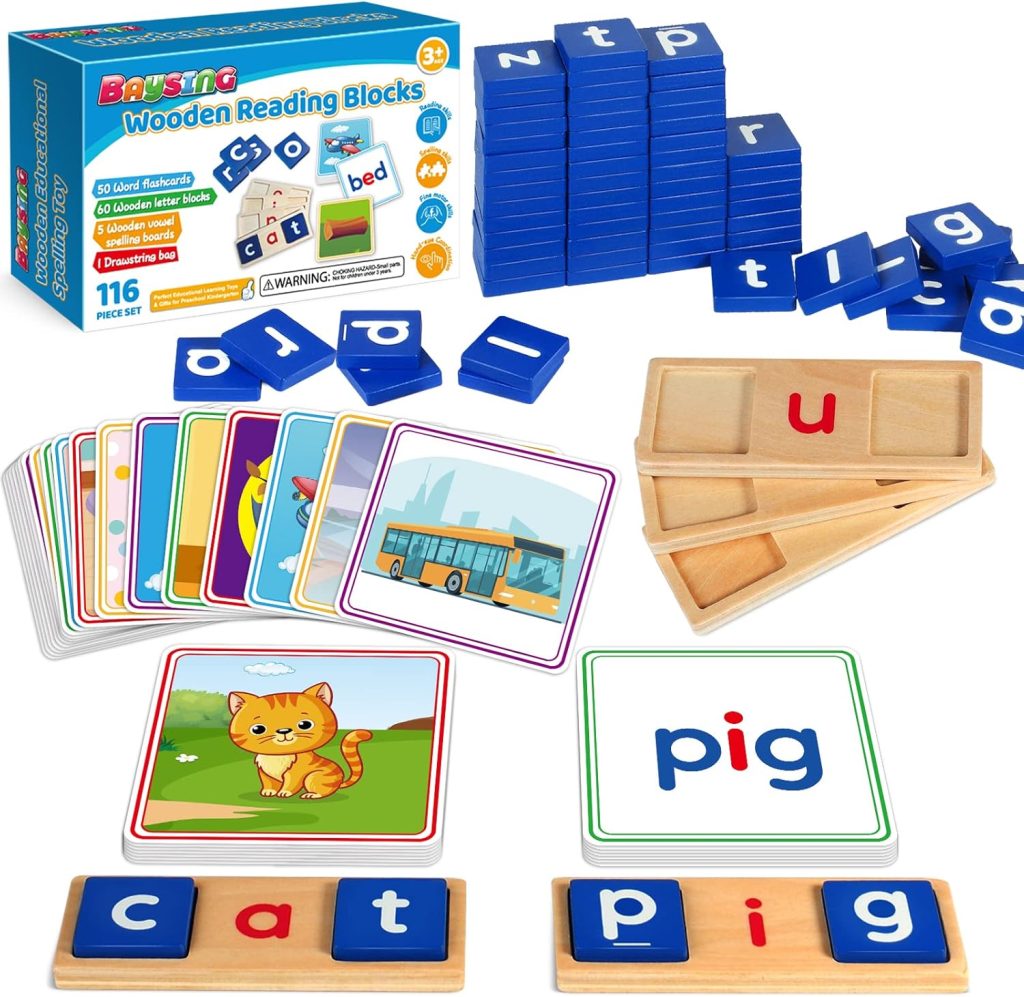 Learning Toys for 3 4 5 Years Old Kids – 116Pcs Short Vowel Letters Sorting Spelling Reading Toy Set with Double-Sided Flash Cards, Preschool Kindergarten Learning Activities Toy for Boys Girls Learning Toys for 3 4 5 Years Old Kids – 116Pcs Short Vowel Letters Sorting Spelling Reading Toy Set with Double-Sided Flash Cards, Preschool Kindergarten Learning Activities Toy for Boys Girls