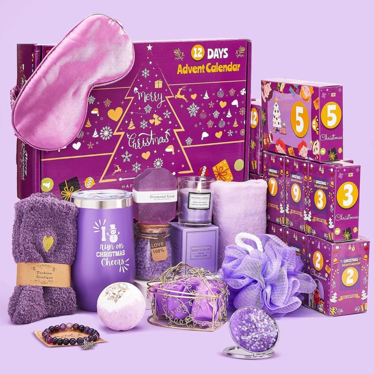 Advent Calendar 2024-12 Days of Christmas Advent Calendar for Women, Mom, Wife, Girlfriend, Sister, Her – Unique Lavender Spa Gifts Basket Set Includes Coffee Mugs, Scented Candle, Bath Salt, Soap