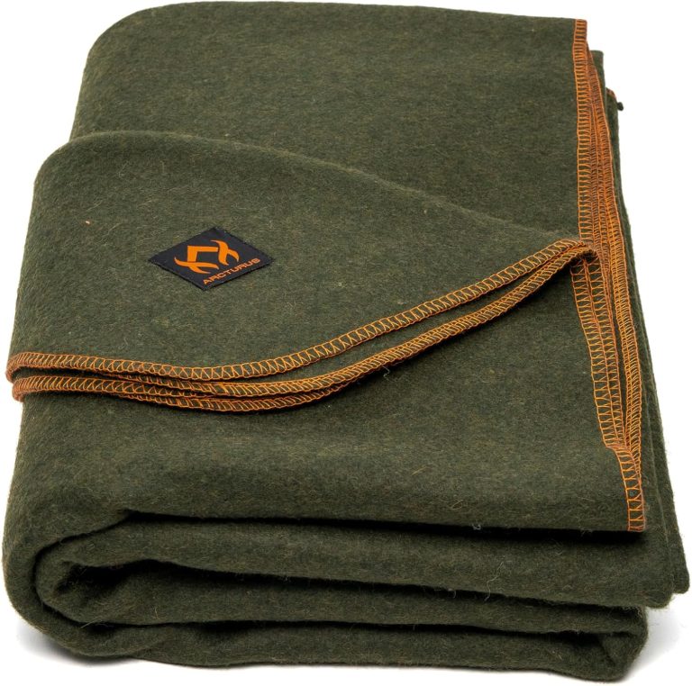 Arcturus Military Wool Blanket – Warm, Thick, Washable – Great for Outdoors, Camping, Stadium Blanket, Picnics, Travel – Car & Bushcraft Survival Kits, Large 64in x 88in 4.5 lb