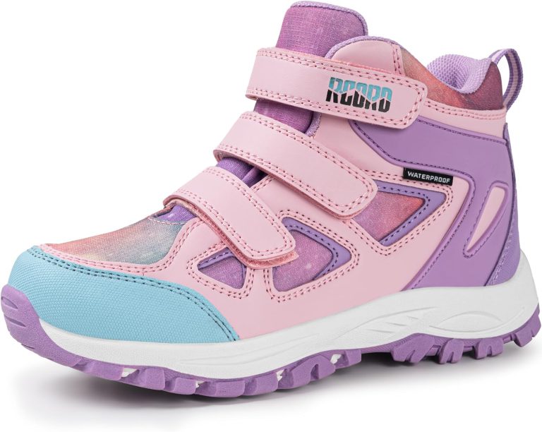 R CORD Kids Hiking Boots Girls Hiking Boots Outdoor Hiking Boots for Girls Quick Lace-Up Closure Durable TPR Traction Outsole