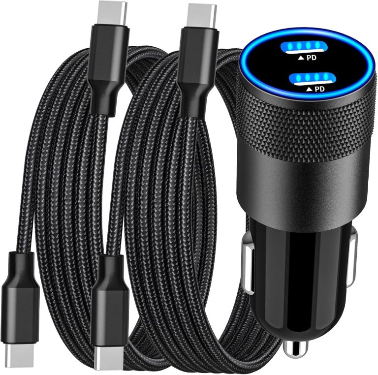 【Apple MFi Certified】iPhone 16 Fast Car Charger, Rombica 90W Dual PD Power USB-C Car Carplay Fast Charger Cigarette Lighter + 2Pack Type-C Braided Cable for iPhone 16 Pro/16 Pro Max/15/15 Pro/iPad Pro