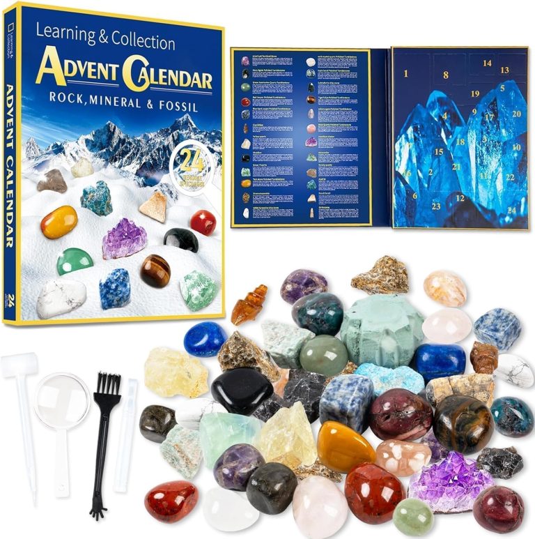 GuassLee Rock Collection Advent Calendar 2024 Set – 24pcs Gemstones Minerals and Fossils Christmas Countdown Calendar for Kids Teens Adults Christmas Gifts Toys Advent Calendar