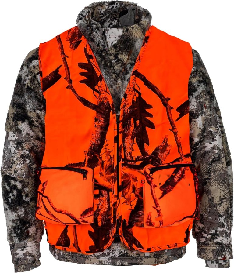 Klarny Blaze Orange Hunting Vest with Pockets, High-Visibility, Waterproof, Ultra-Quiet Deer and Bow Hunting Gear Accessories