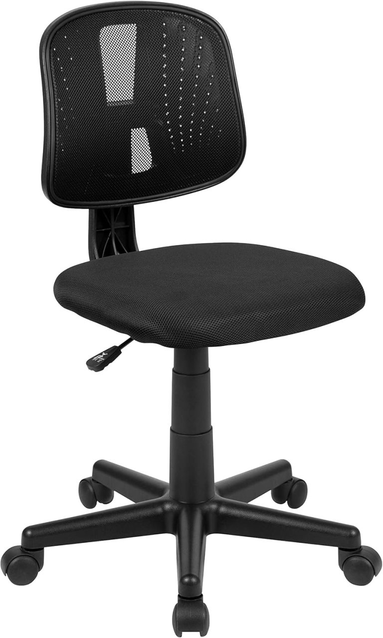 Flash Furniture Flash Fundamentals Mid-Back Swivel Task Office Chair with Pivot Back, Height-Adjustable Ergonomic Mesh Office Desk Chair, Black