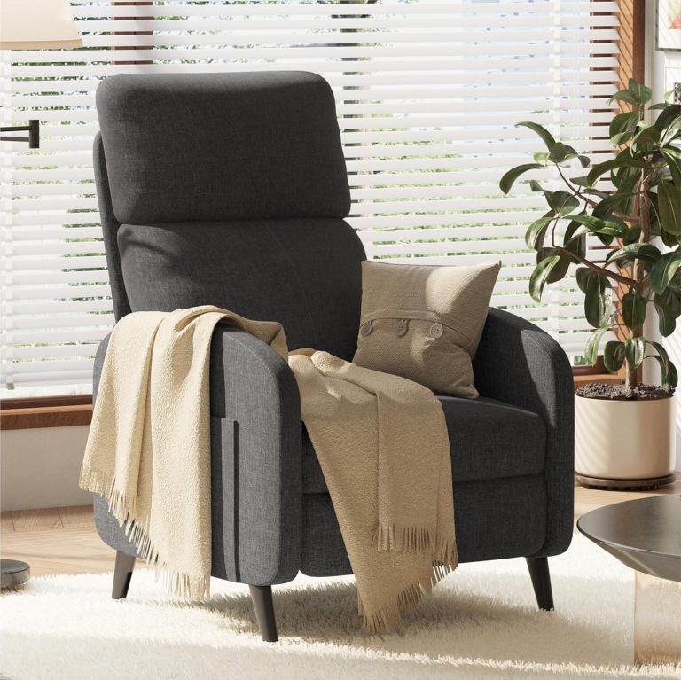 FLEXISPOT XC2 Recliner Chair for Adults, Fabric Small Recliner Home Theater Seating, Modern Reclining Chair, Adjustable Single Sofa Reading Chair with Extended Footrest for Living Room, Gray